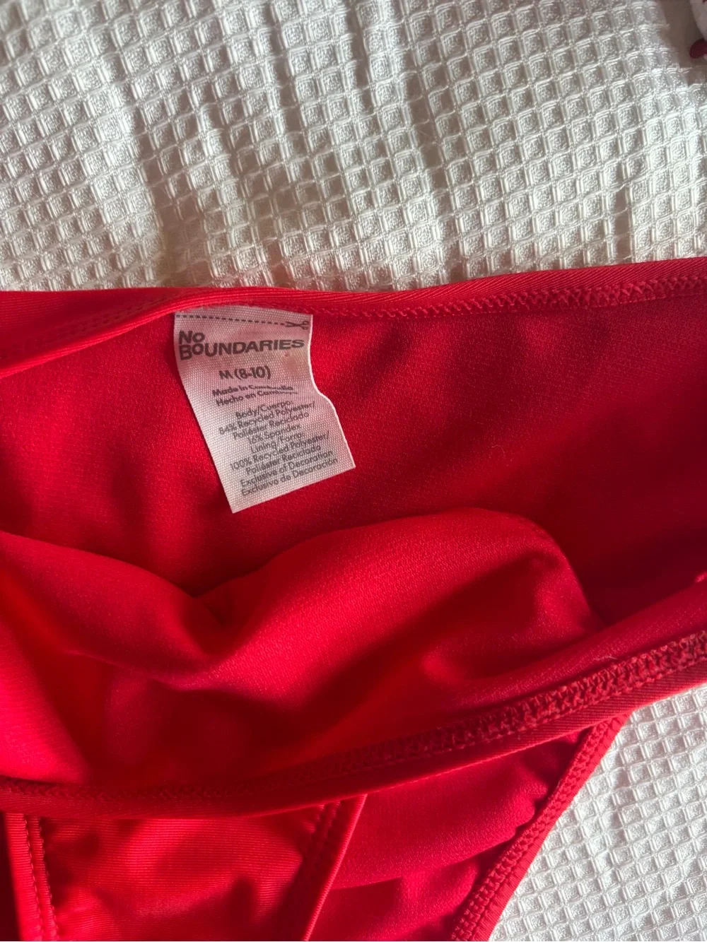 y2k red white bikini set size medium coquette americana cherry girl swim